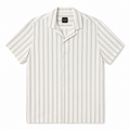 WEELZ Striped Linen-Blend Short-Sleeve Shirt — Olive & Cream Stripe product view