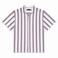WEELZ Striped Mesh Short-Sleeve Shirt — Burgundy Stripe product view
