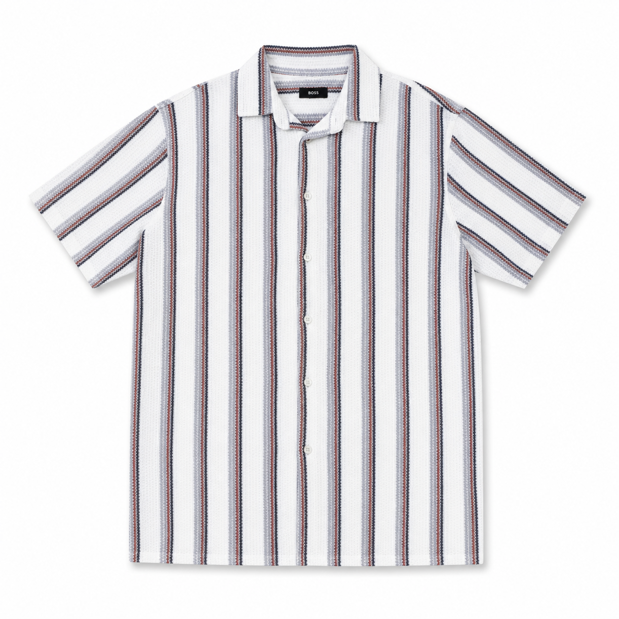 WEELZ Striped Mesh Short-Sleeve Shirt — Grey Stripe product view