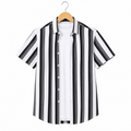 WEELZ Black & White striped short-sleeve shirt — hanging front