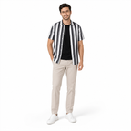 WEELZ Black & White striped short-sleeve shirt — model look 1