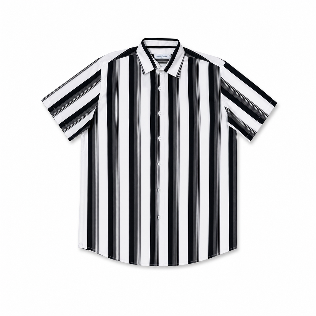 WEELZ Striped Short-Sleeve Shirt — Black & White Stripe product view