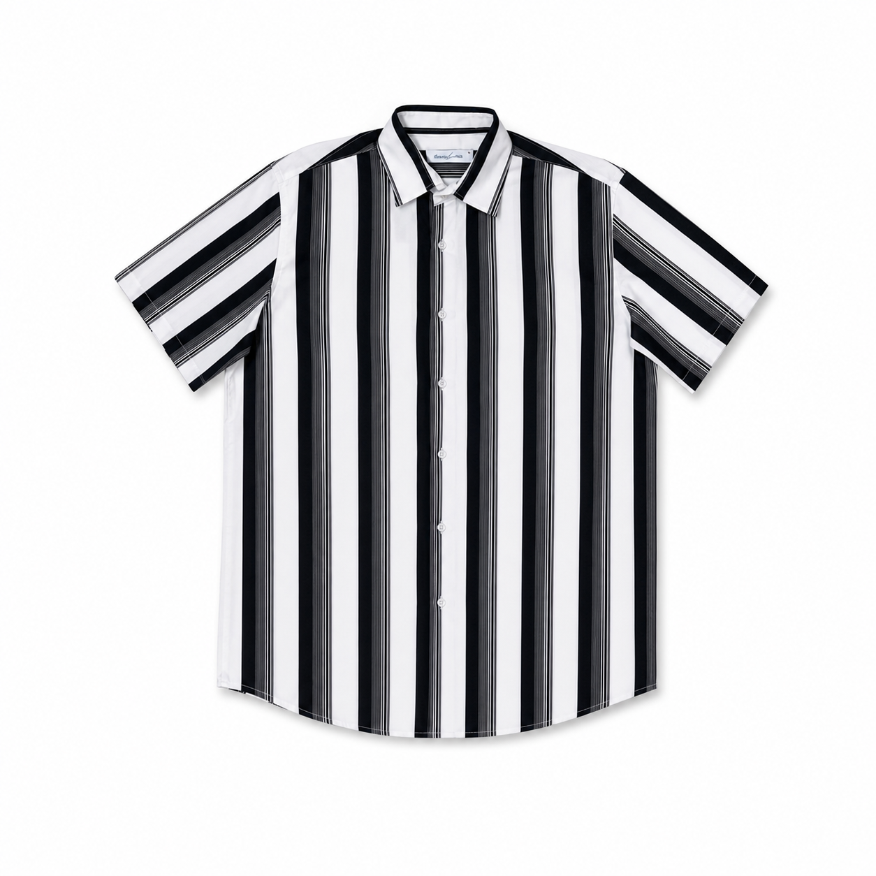 WEELZ Striped Short-Sleeve Shirt — Black & White Stripe product view
