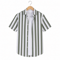WEELZ Olive & White striped short-sleeve shirt — hanging front