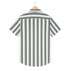 WEELZ Olive & White striped short-sleeve shirt — hanging back