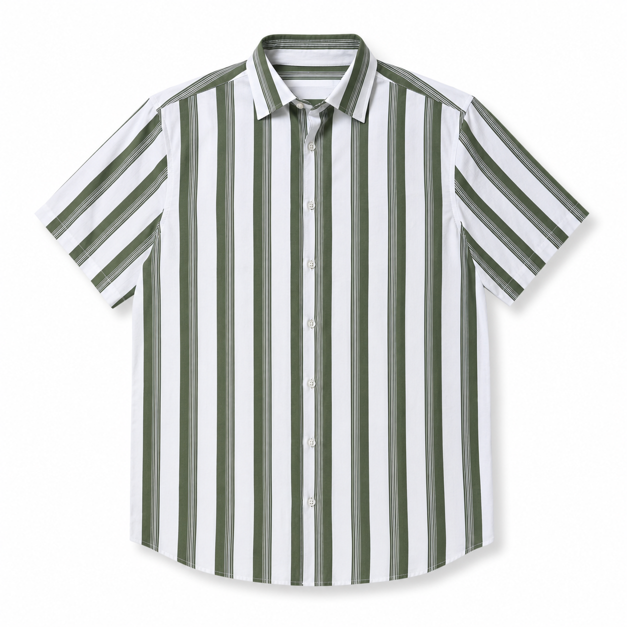 WEELZ Striped Short-Sleeve Shirt — Olive & White Stripe product view