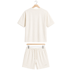 WEELZ off-white textured cotton T-shirt and shorts set on hanger — back