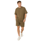 WEELZ olive textured cotton T-shirt and shorts set worn by model — look 2