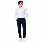 WEELZ white classic shirt with large logo — navy trouser look