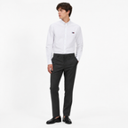WEELZ white classic shirt with large logo — charcoal trouser look